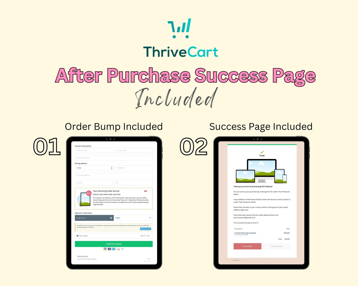 Colorful Sales Page Template in ThriveCart