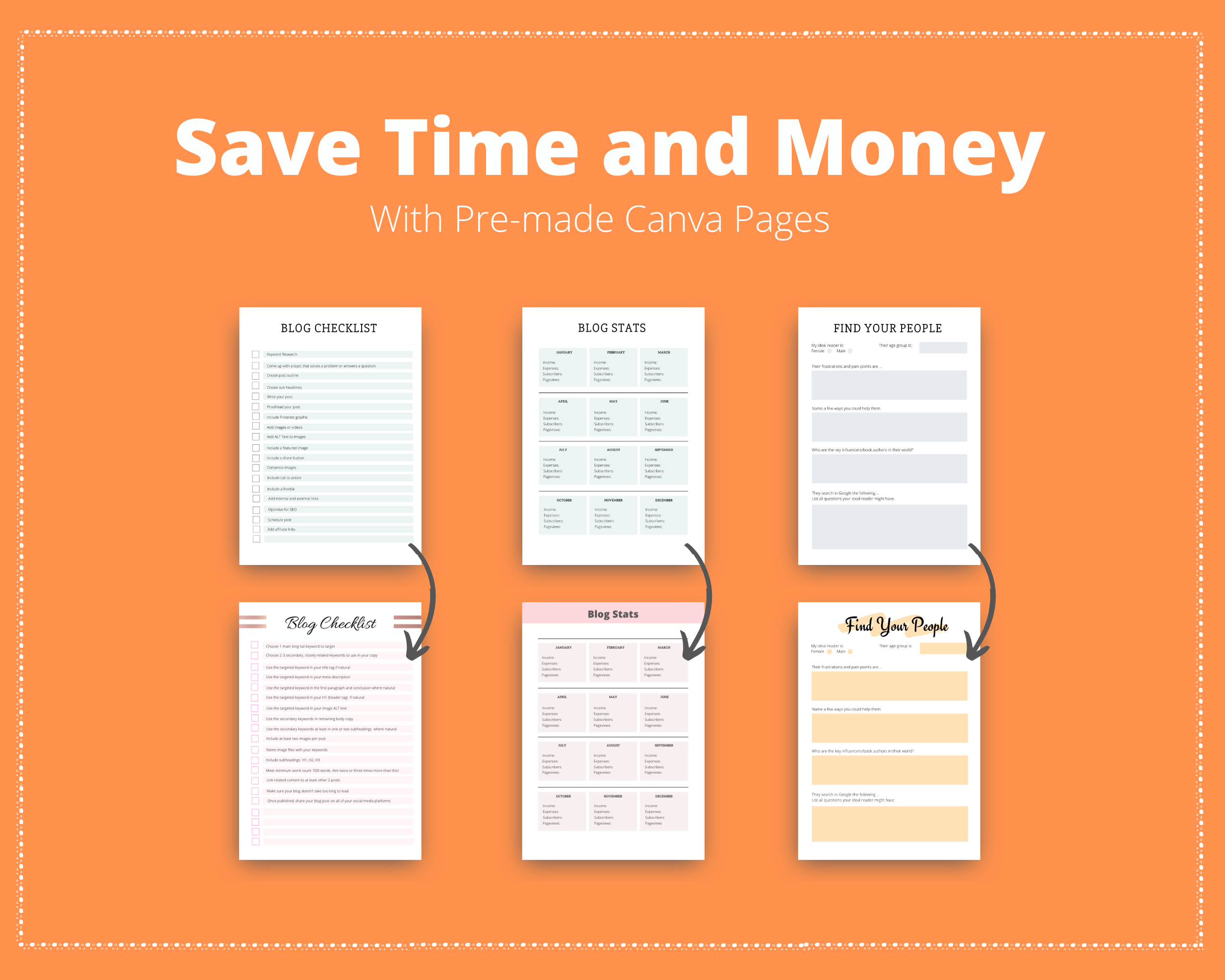 Editable Blog Planner Templates in Canva | Commercial Use