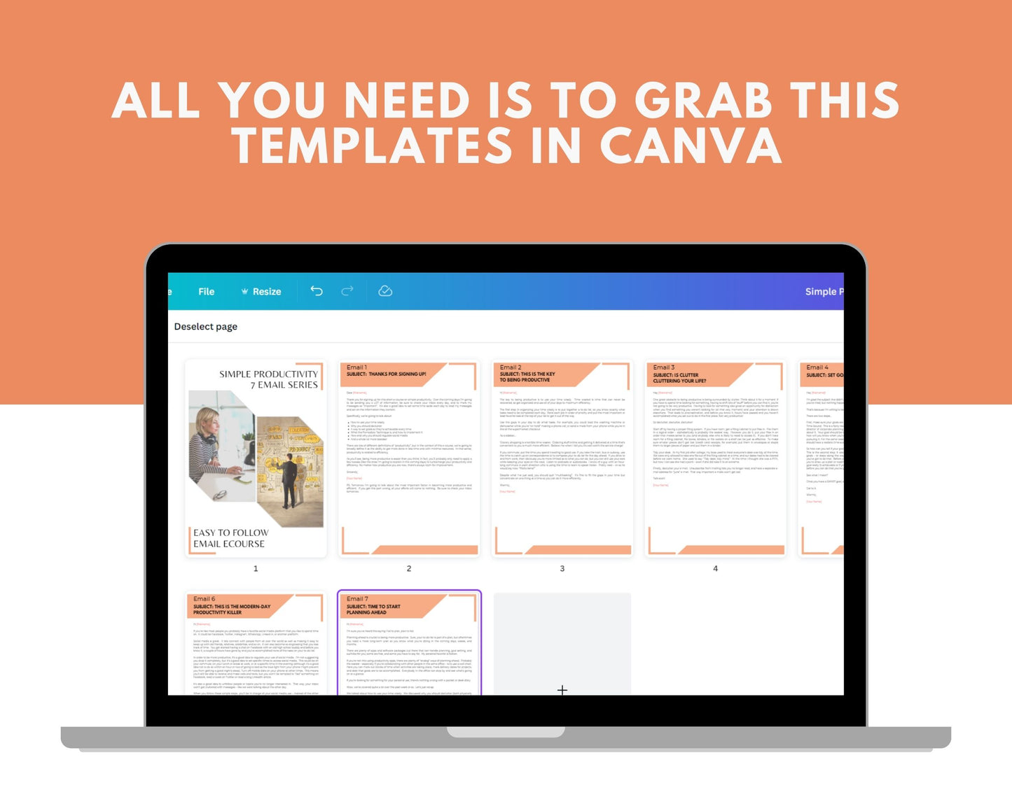 Editable Simple Productivity Emails | Email eCourse Template | Newsletter Template