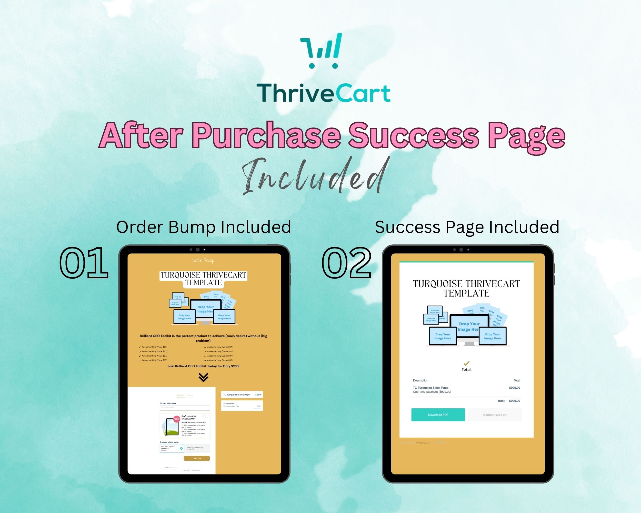 Turquoise Sales Page Template in Thrivecart