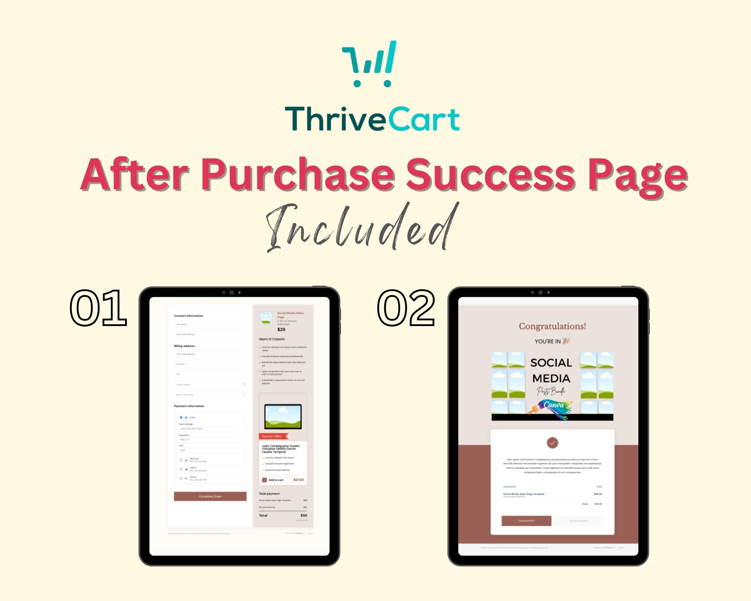 Social Media Sales Page Template in ThriveCart