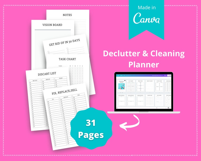 Editable Decluttering Template in Canva | Commercial Use