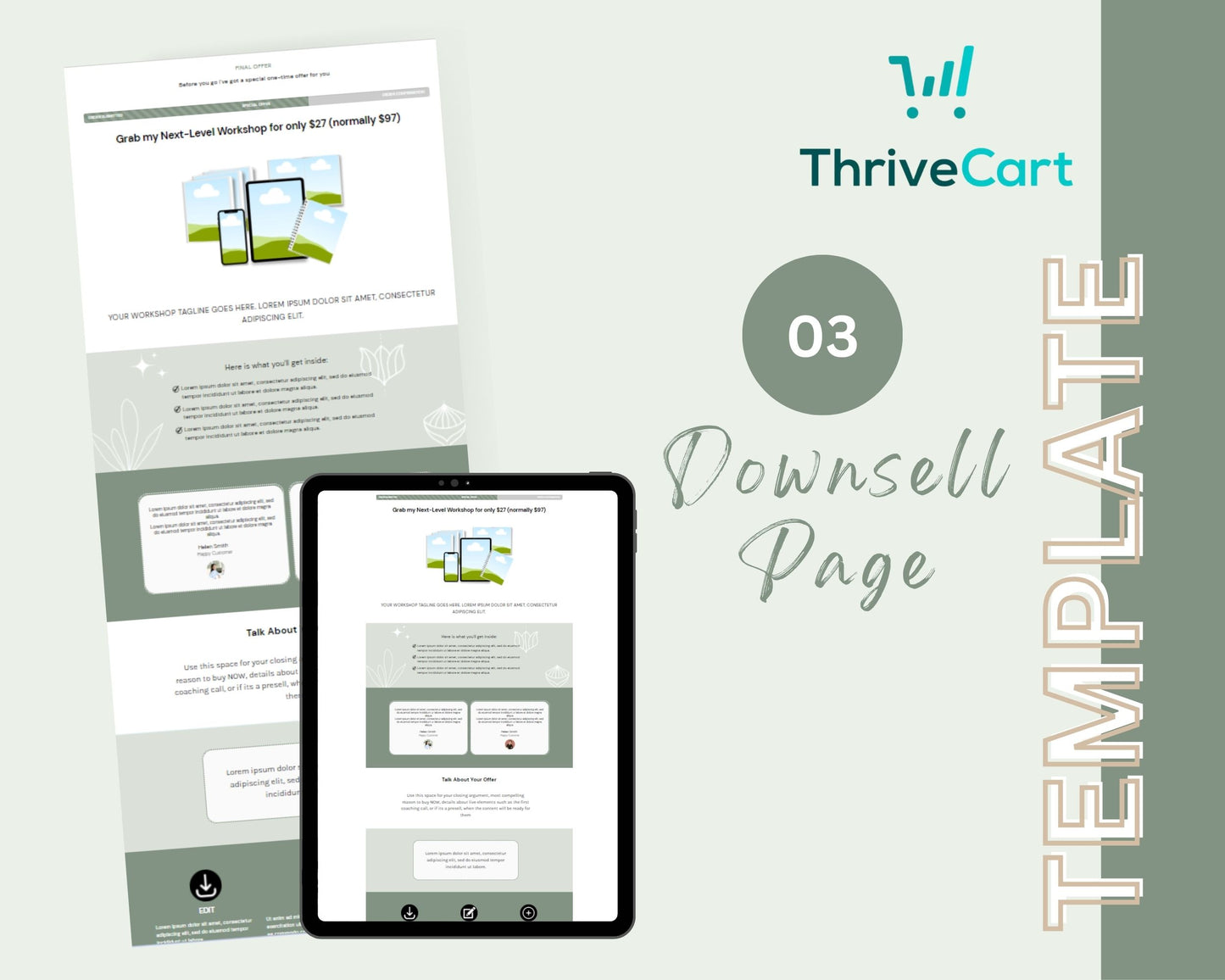 Organic Green ThriveCart 4-Page Sales Funnel Template