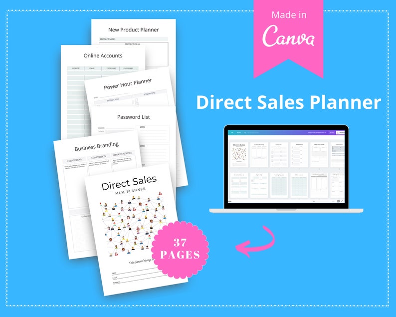 Editable Direct Sales Planner in Canva | Commercial Use