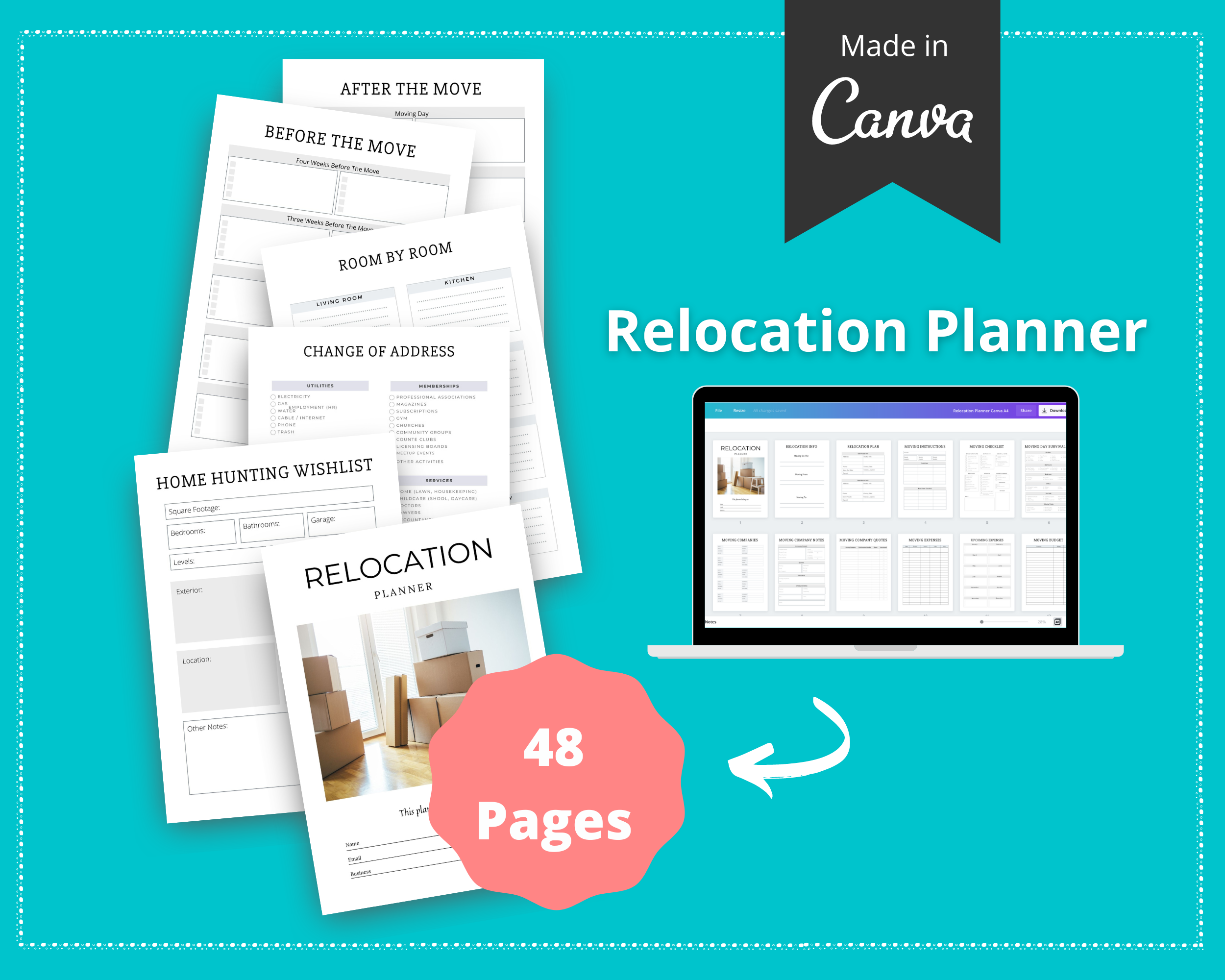 Editable Relocation Planner in Canva | Commercial Use