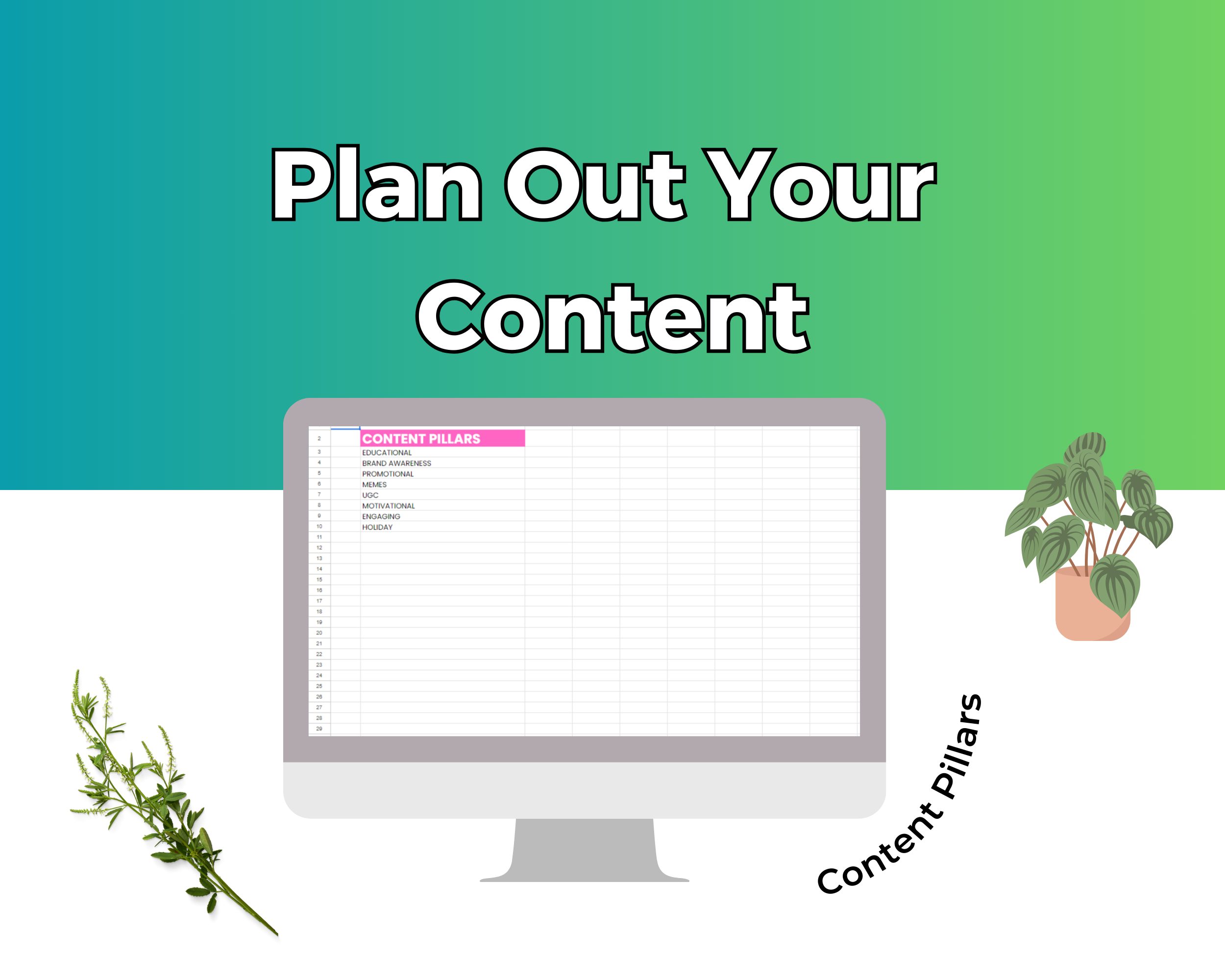 Monthly Content Calendar Planner Google Spreadsheet | Simple Monthly Content Calendar Google Sheets