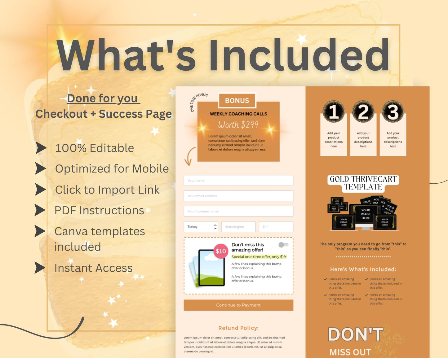 Gold Checkout Page ThriveCart Template
