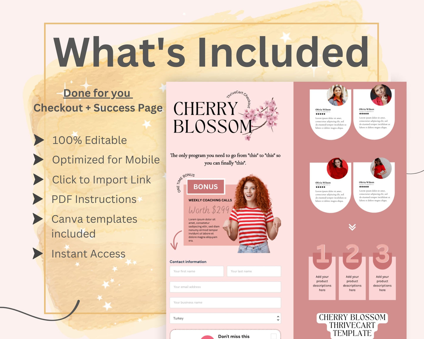 Cherry Blossom ThriveCart Checkout Template