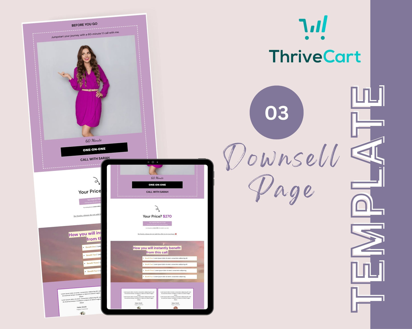 Plum & Lavender Checkout Funnel Template in ThriveCart