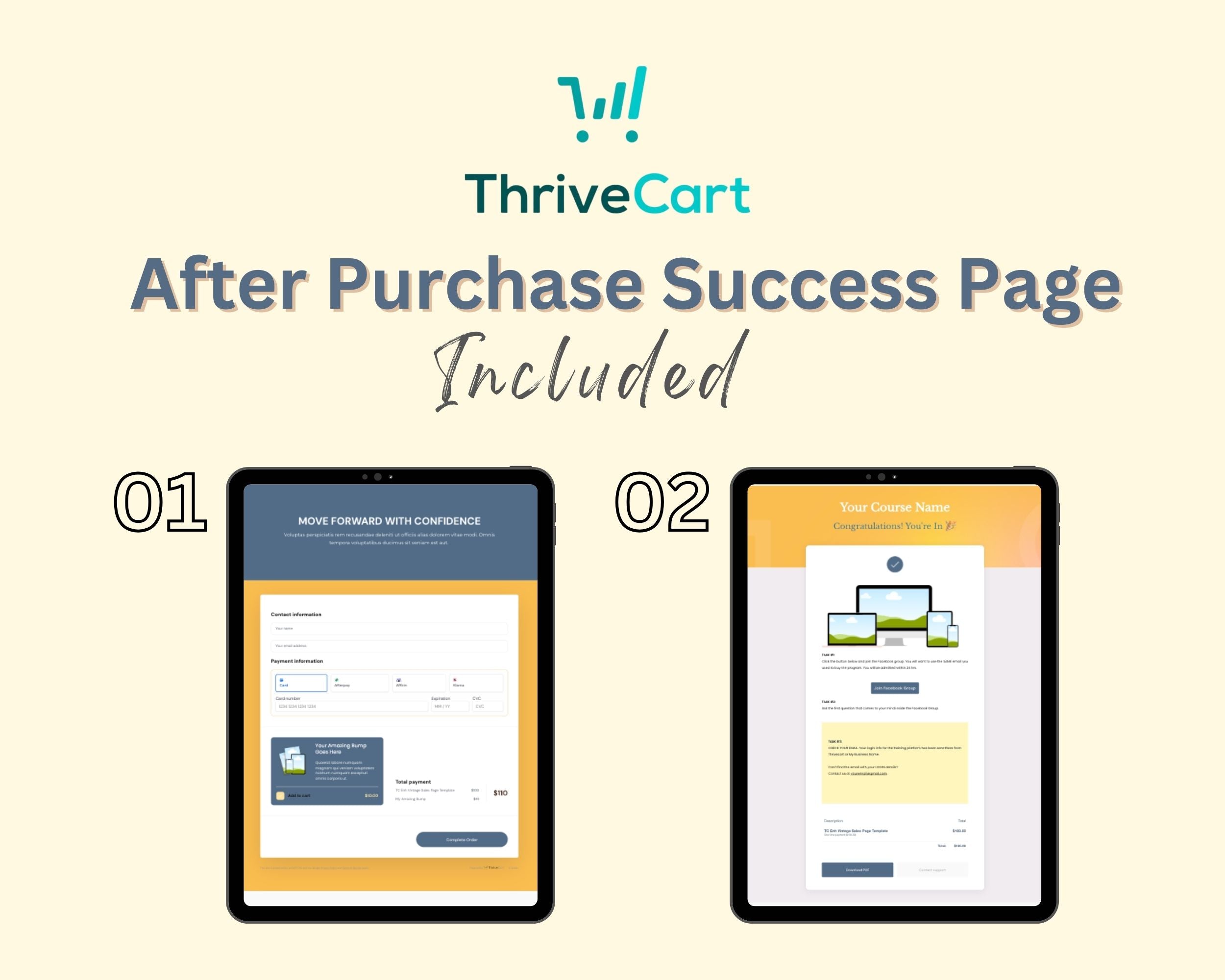 Vintage Sales Page Template in ThriveCart