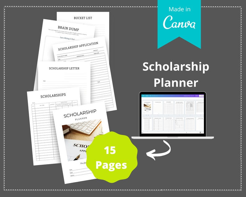 Editable Scholarship Planner in Canva | Commercial Use