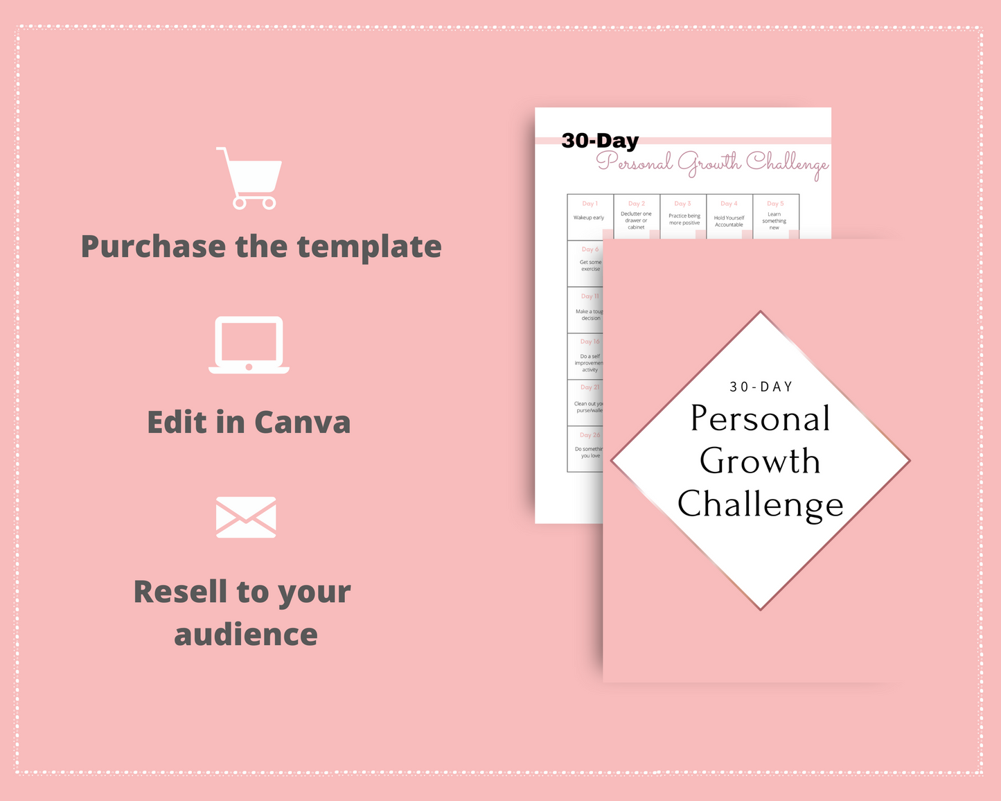 30-Day Personal Growth Challenge | Editable Canva Template A4 Size