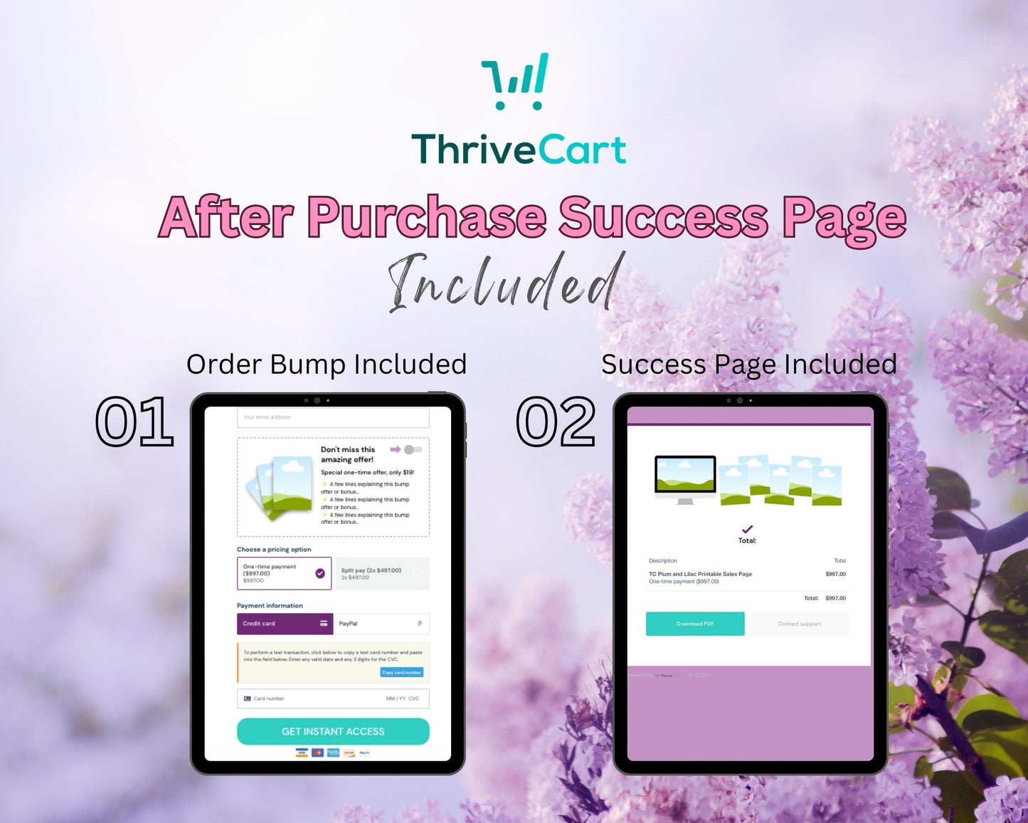 Plum & Lilac Printables Sales Page Template in Thrivecart