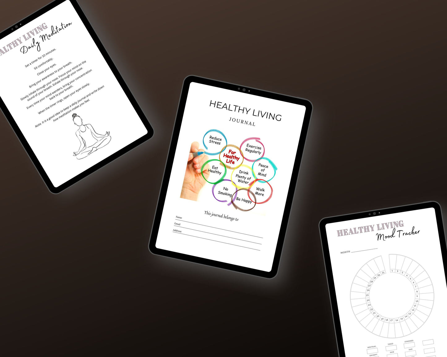 Healthy Living Journal in Canva | Canva Template Pack | Healthy Living Planner Template | Commercial Use