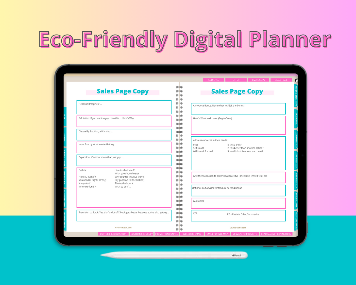 Sales Funnel Digital Workbook | Evergreen Funnel Planner | Hyperlinked PDF | Suitable with Goodnes & Notability