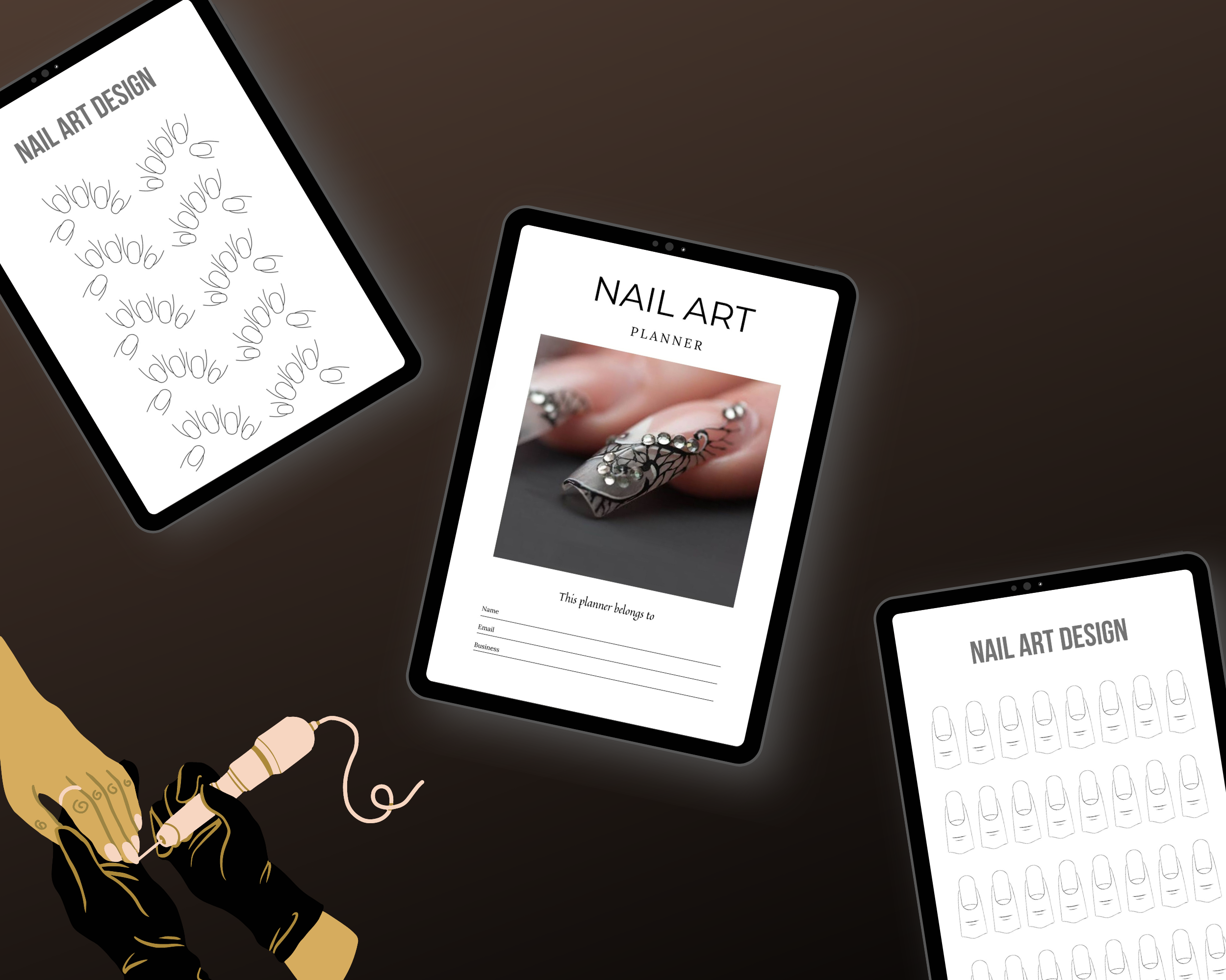 Editable Nail Art Planner in Canva | Canva Template Pack | Commercial Use