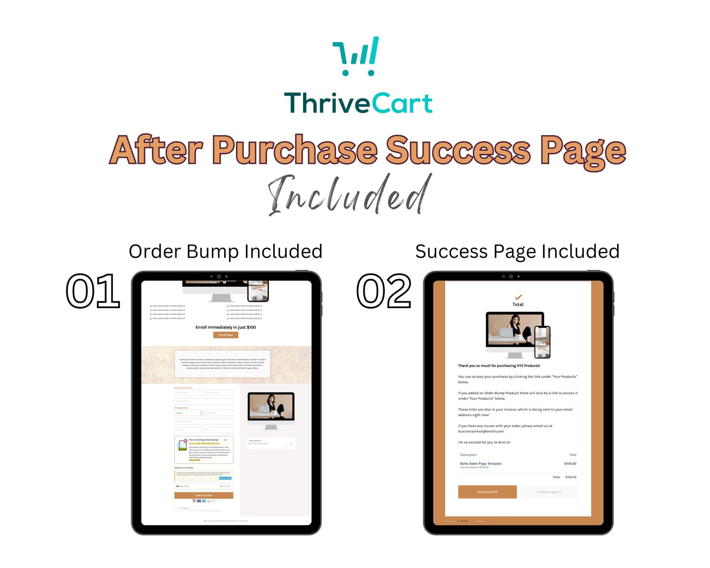 Boho Sales Page Template in ThriveCart