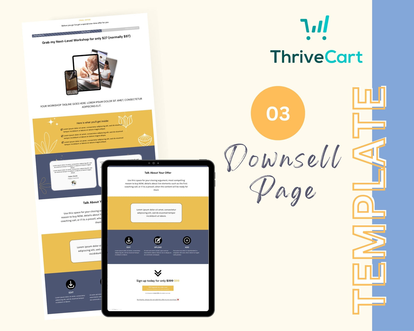 Royal Blue & Yellow ThriveCart 4-Page Sales Funnel Template
