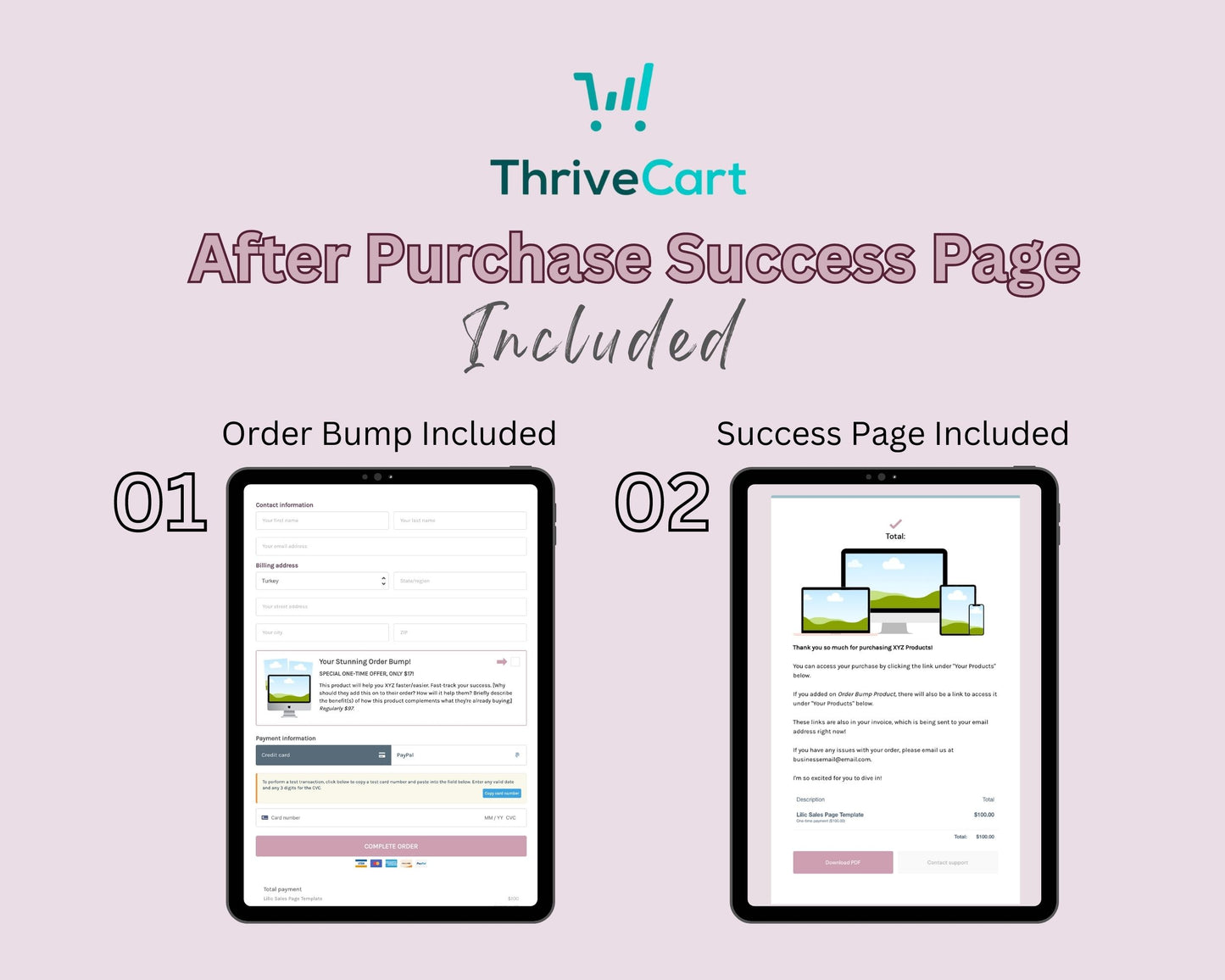 Lilac Sales Page Template in ThriveCart