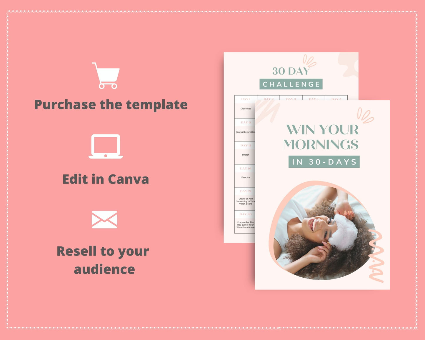 30-Day Win Your Mornings Challenge | Editable Canva Template A4 Size
