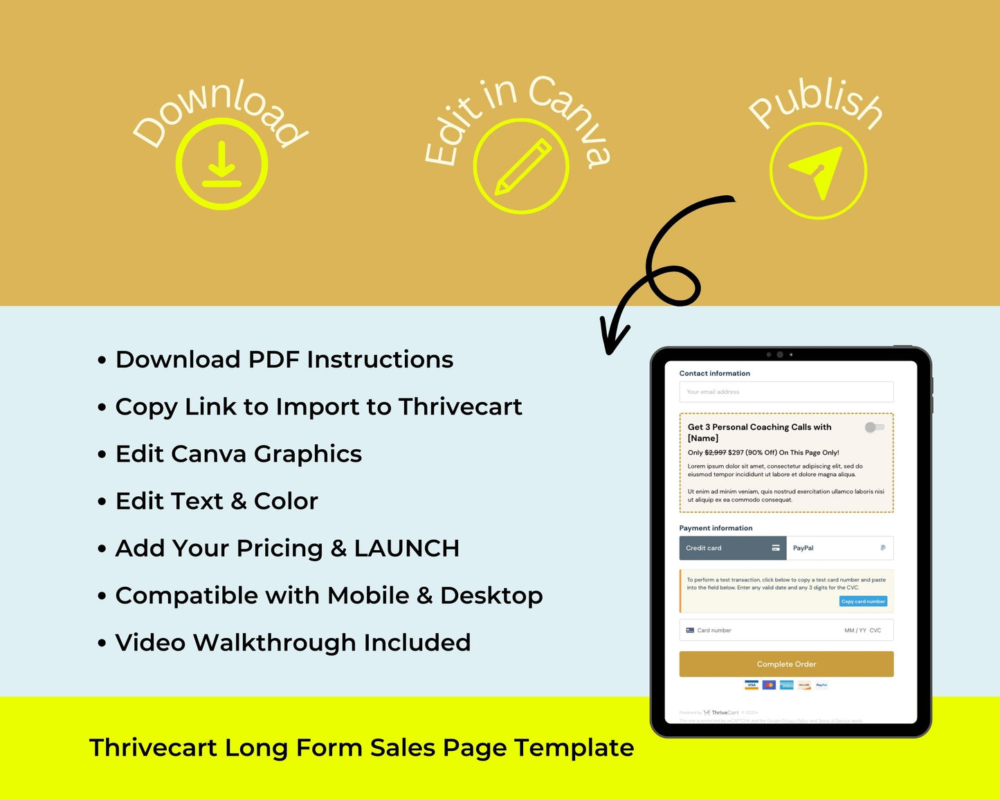 Gold Online Course Sales Page Template in Thrivecart