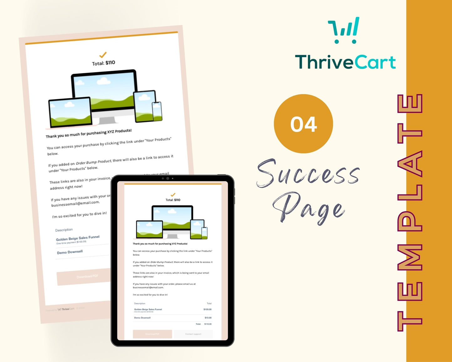 Golden Beige ThriveCart 4-Page Sales Funnel Template