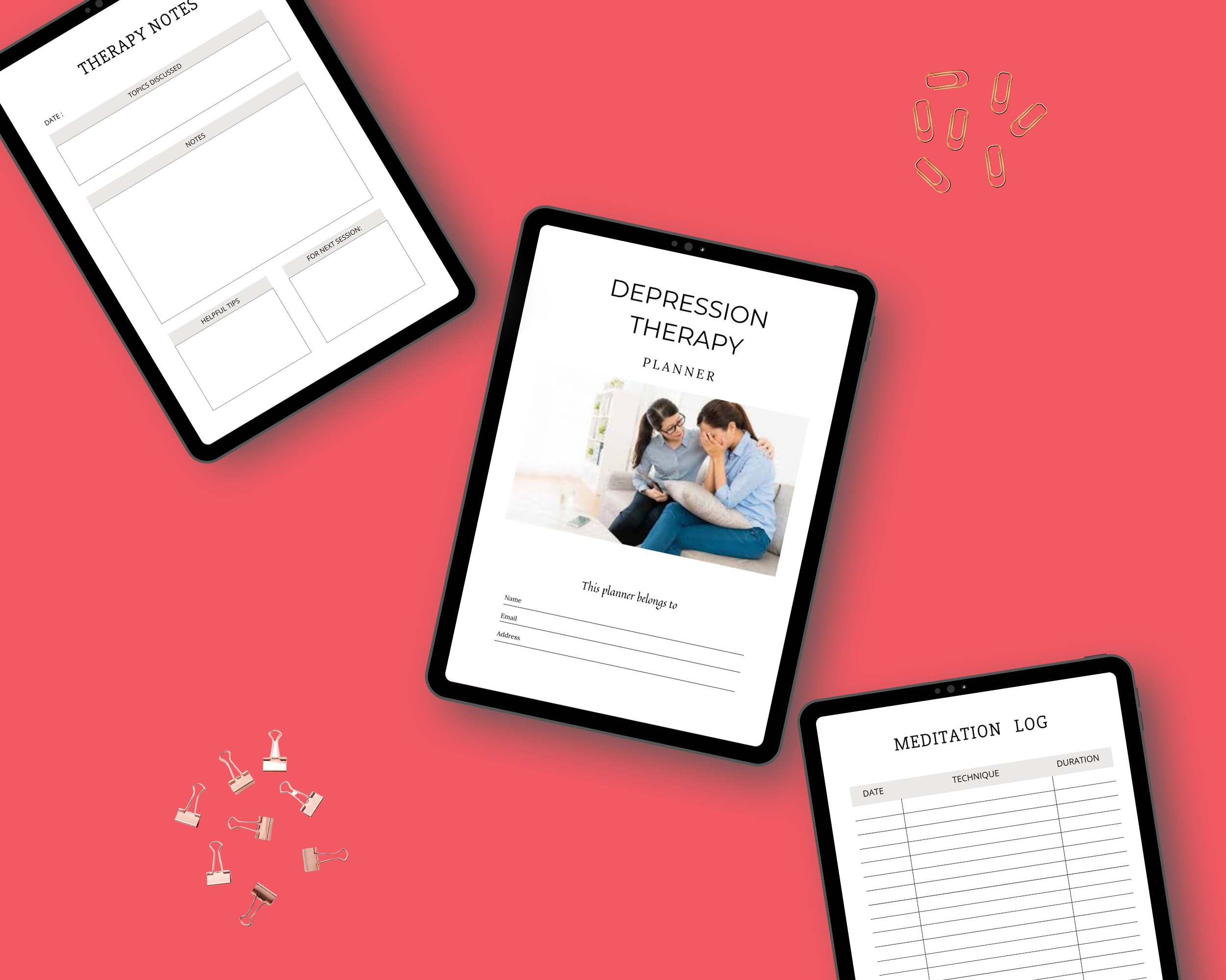 Editable Depression Therapy Planner in Canva | Commercial Use