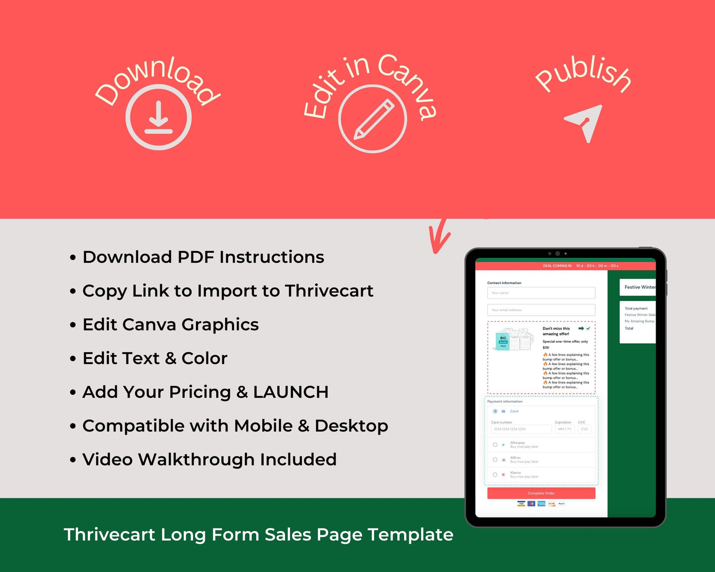Animated Christmas Sales Page Template in ThriveCart