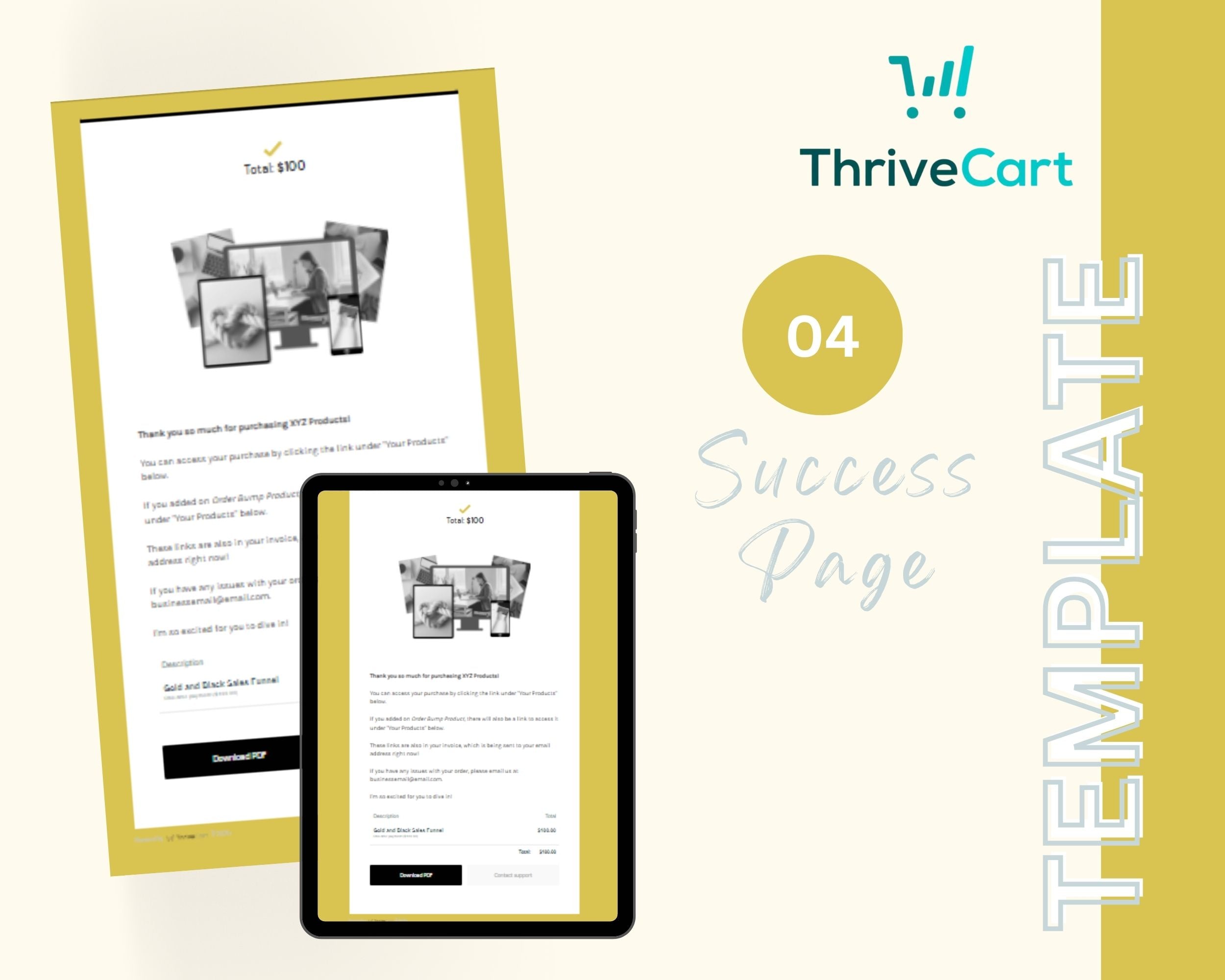 Black & Gold ThriveCart 4-Page Sales Funnel Template