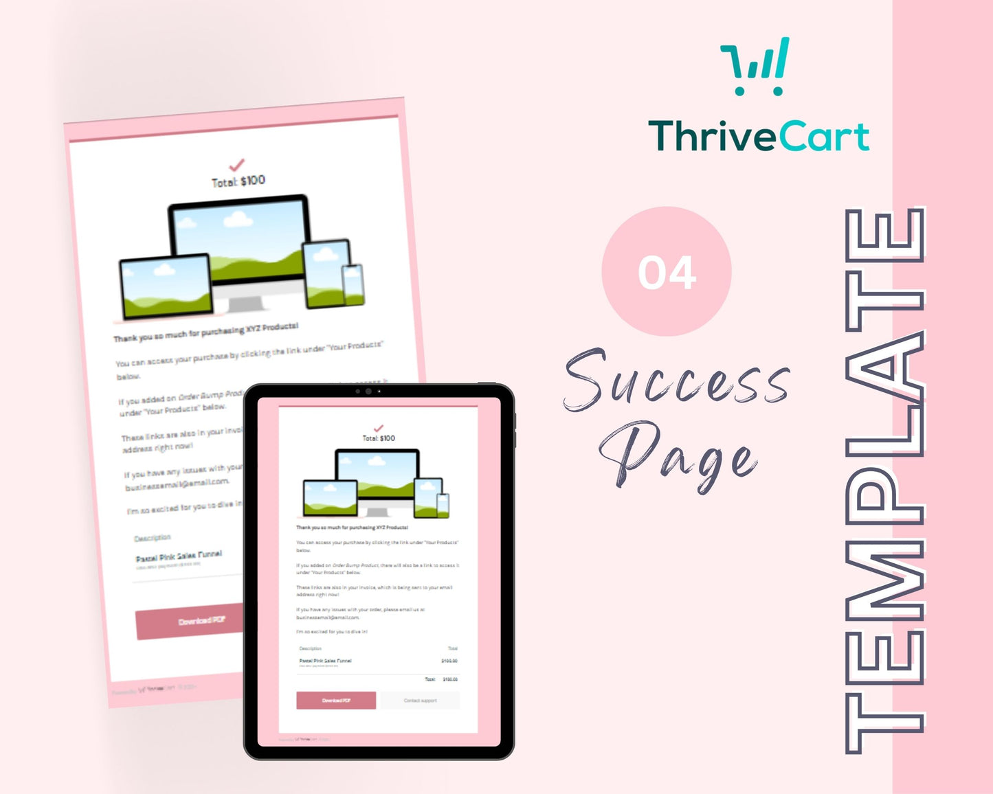 Pastel Pink ThriveCart 4-Page Sales Funnel Template