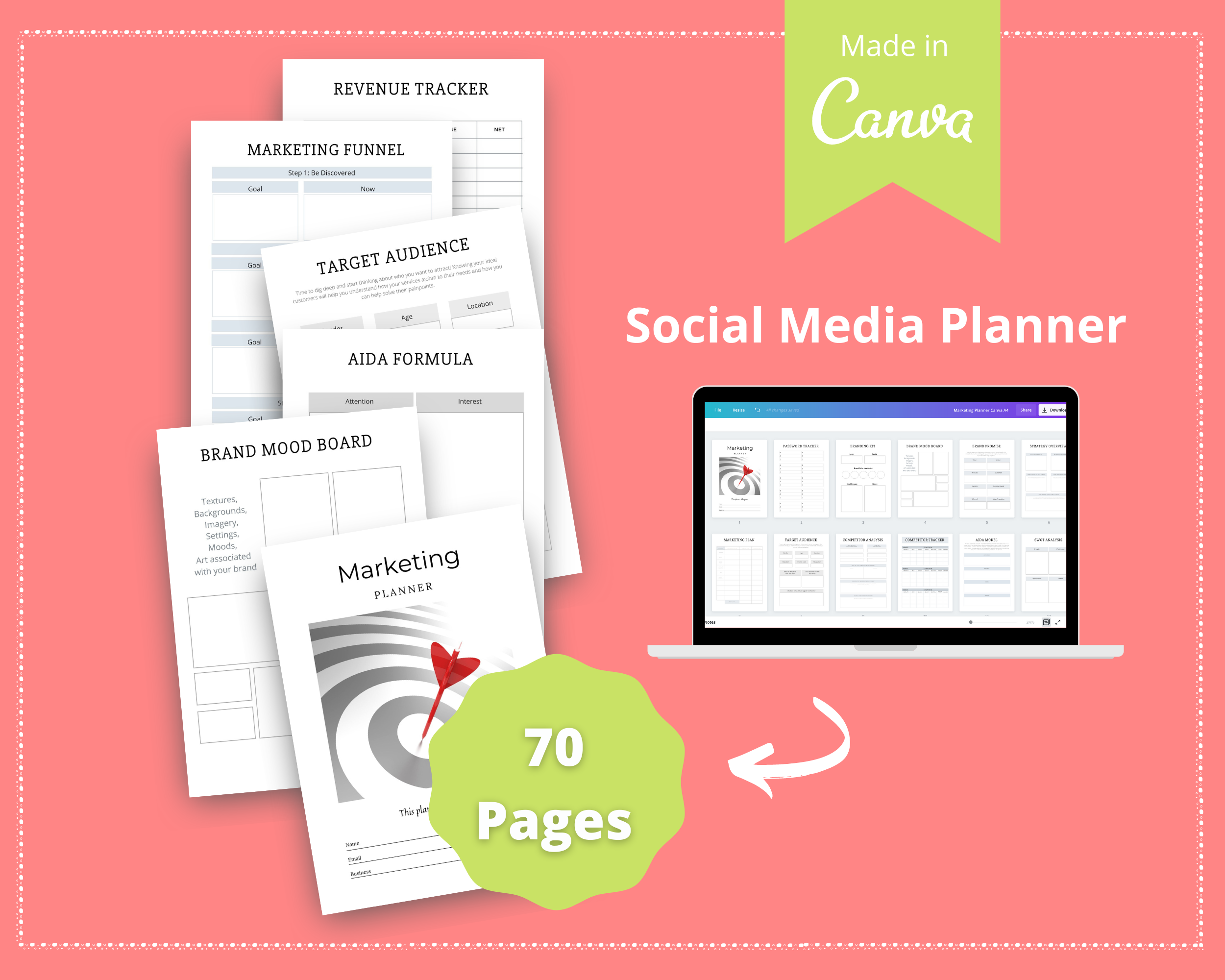 Editable Marketing Planner Templates in Canva | Commercial Use