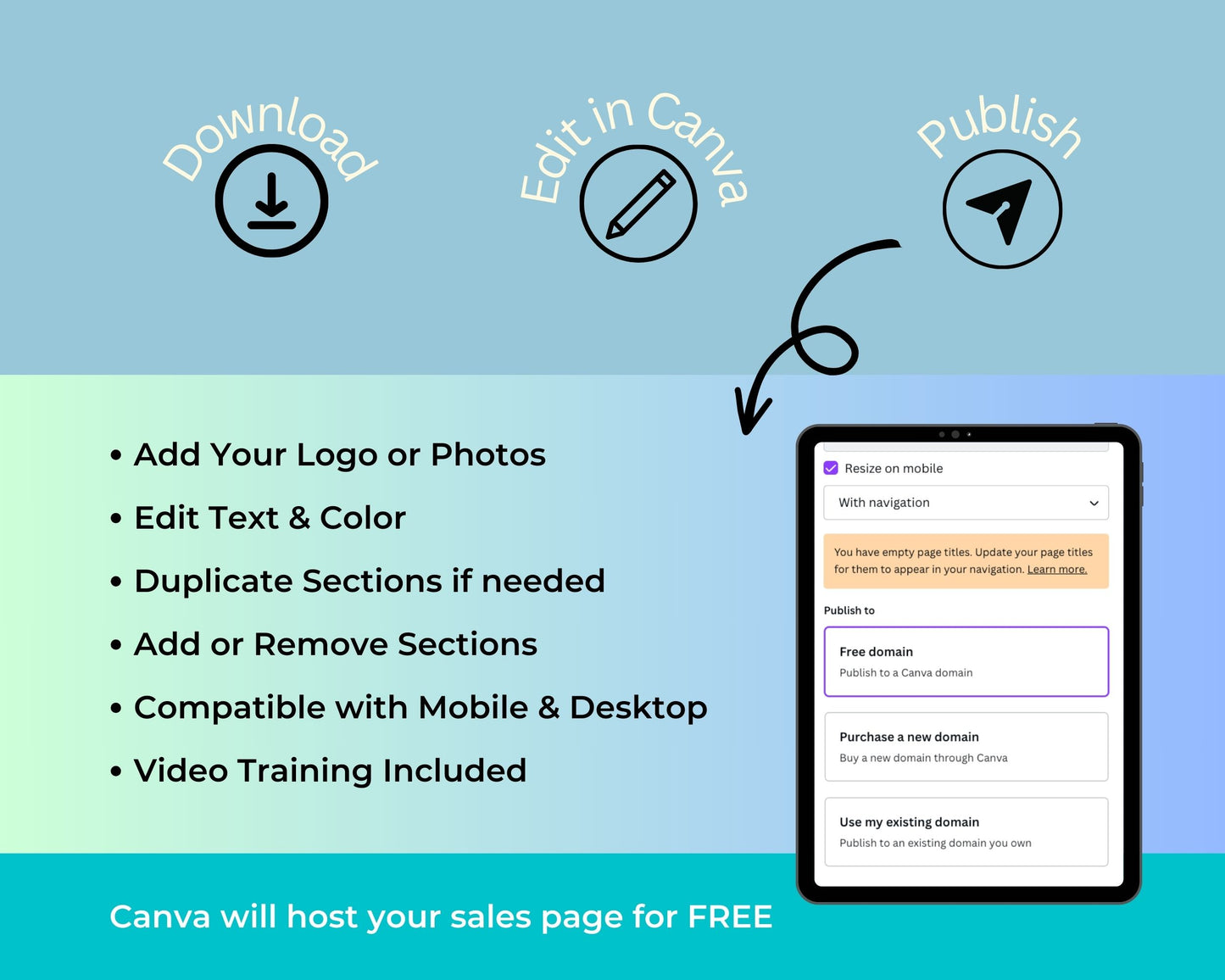 Ocean Online Course Canva Sales Page Template