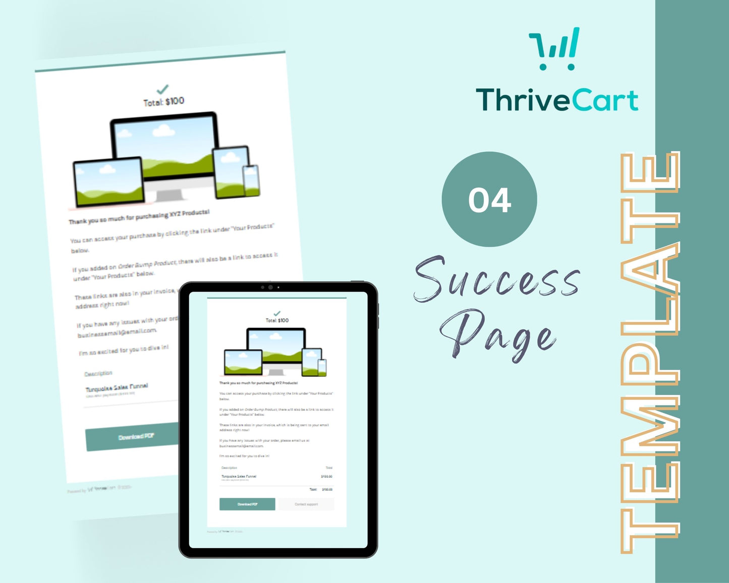 Turquoise ThriveCart 4-Page Sales Funnel Template