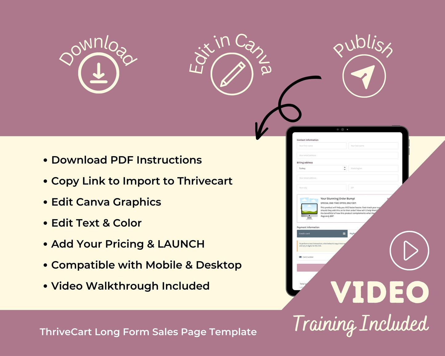 Lilac Sales Page Template in ThriveCart