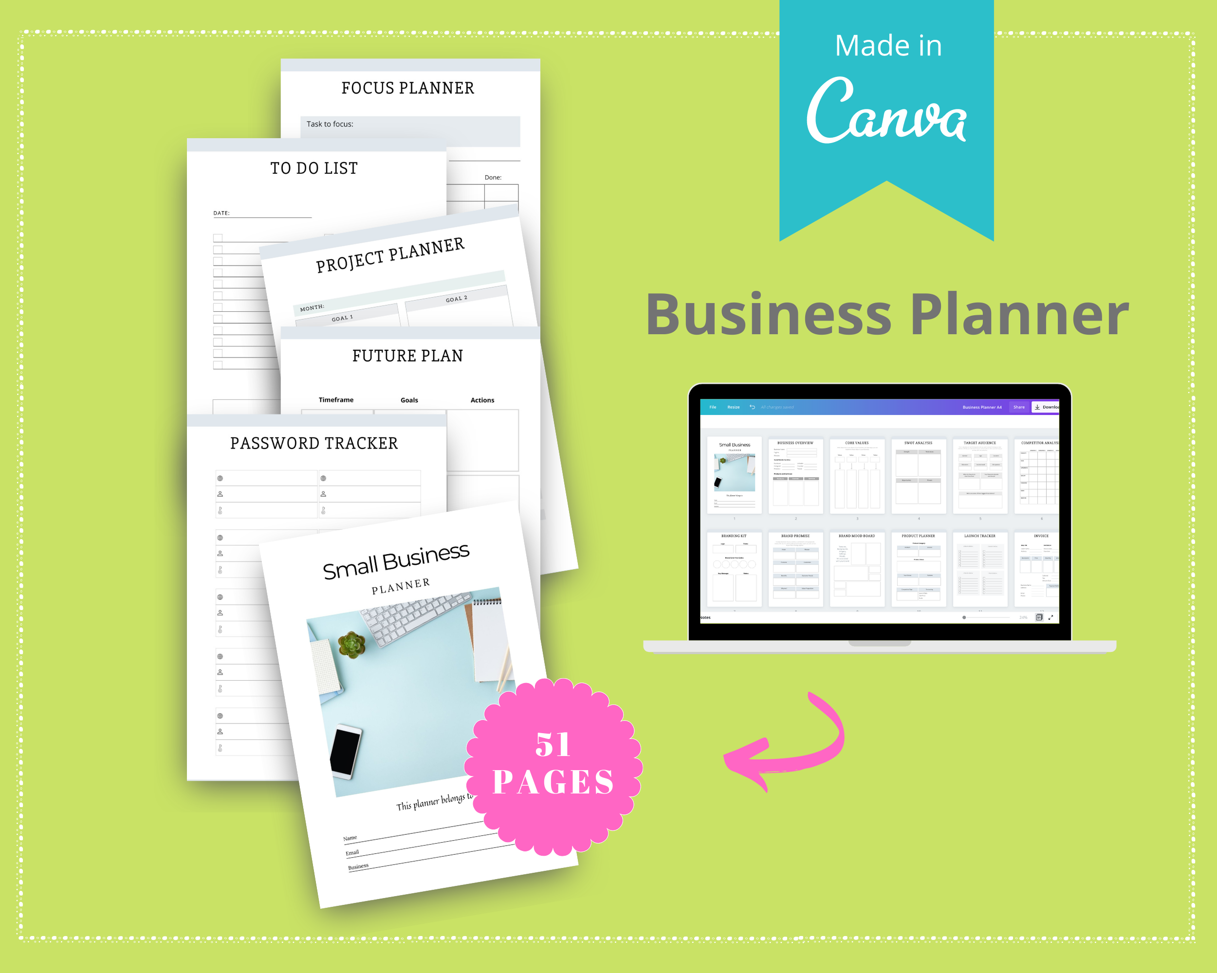 Editable Small Business Planner Templates in Canva