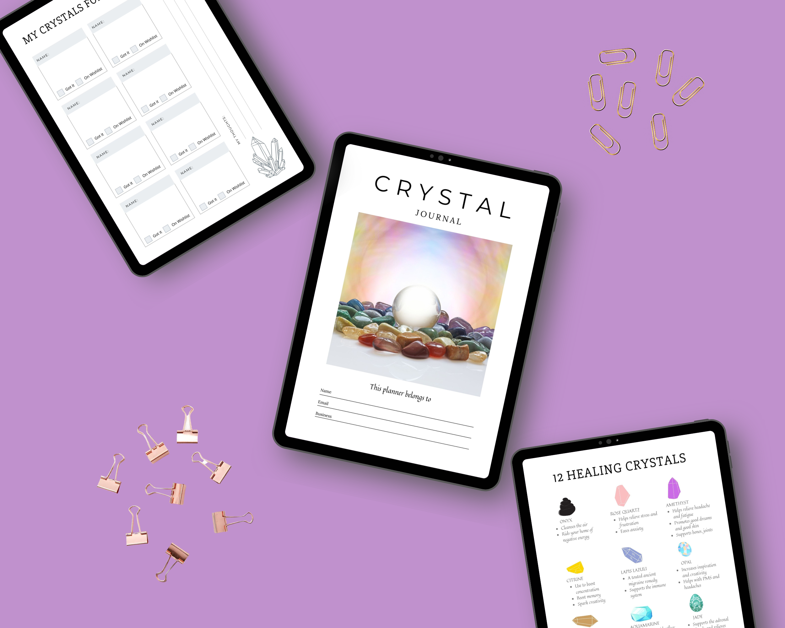 Editable Crystal Planner in Canva | Commercial Use