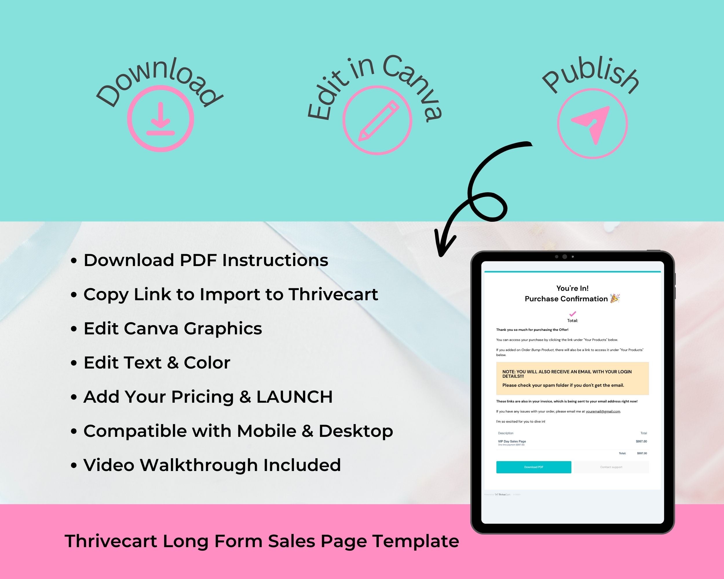 VIP Day Sales Page Template in ThriveCart