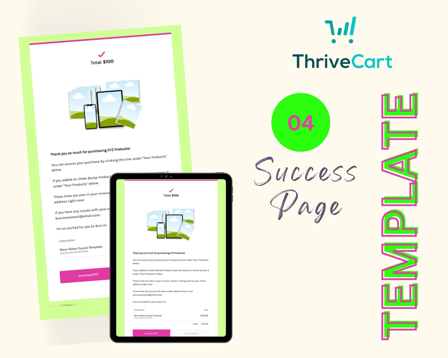 Neon ThriveCart 4-Page Sales Funnel Template