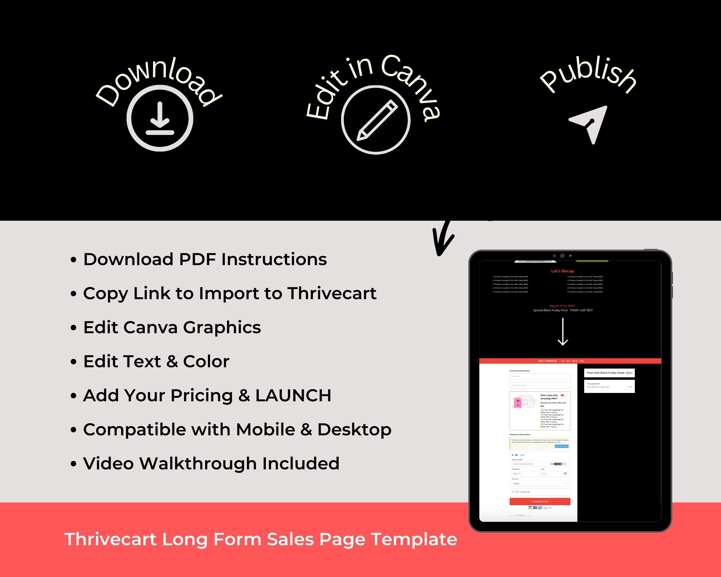 Animated Black Friday Sales Page Template in ThriveCart