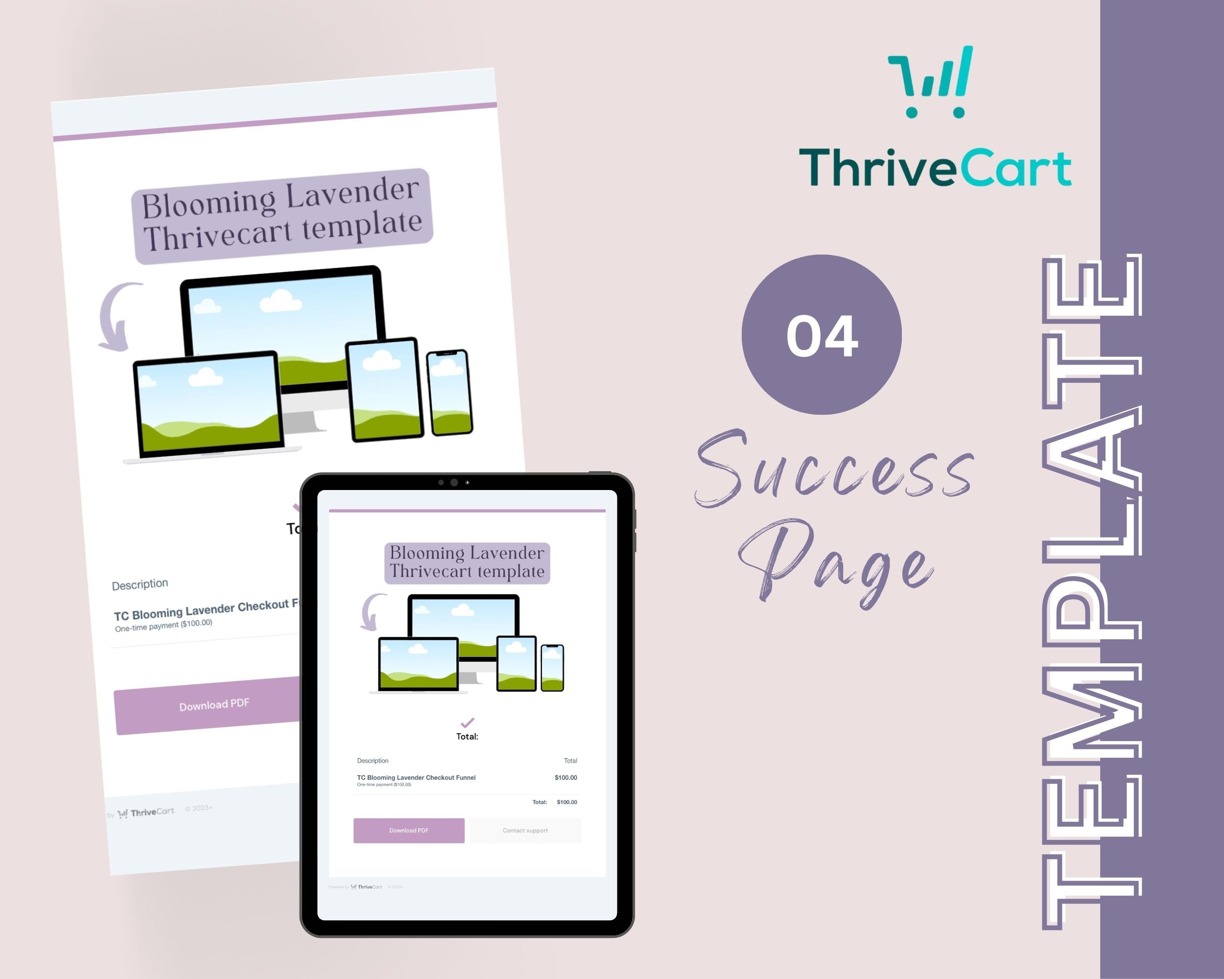 Plum & Lavender Checkout Funnel Template in ThriveCart