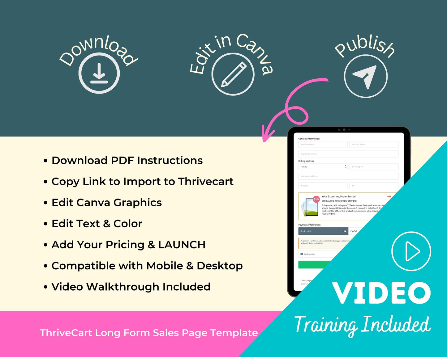 Colorful Sales Page Template in ThriveCart