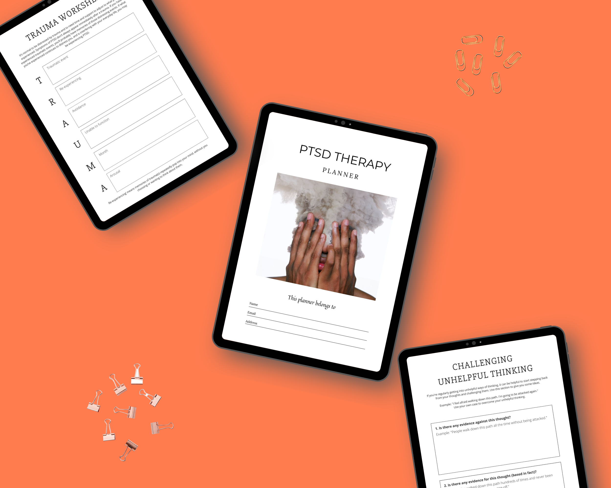 Editable PTSD Therapy Planner in Canva | Commercial Use