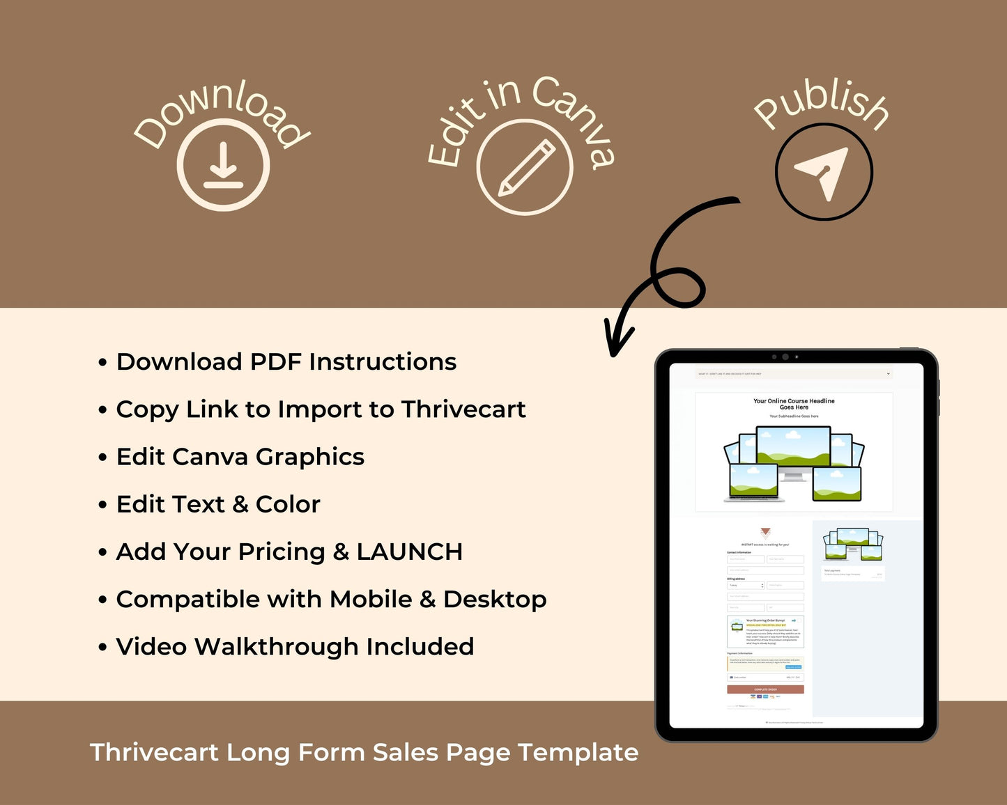 Boho Online Course Sales Page Template in Thrivecart