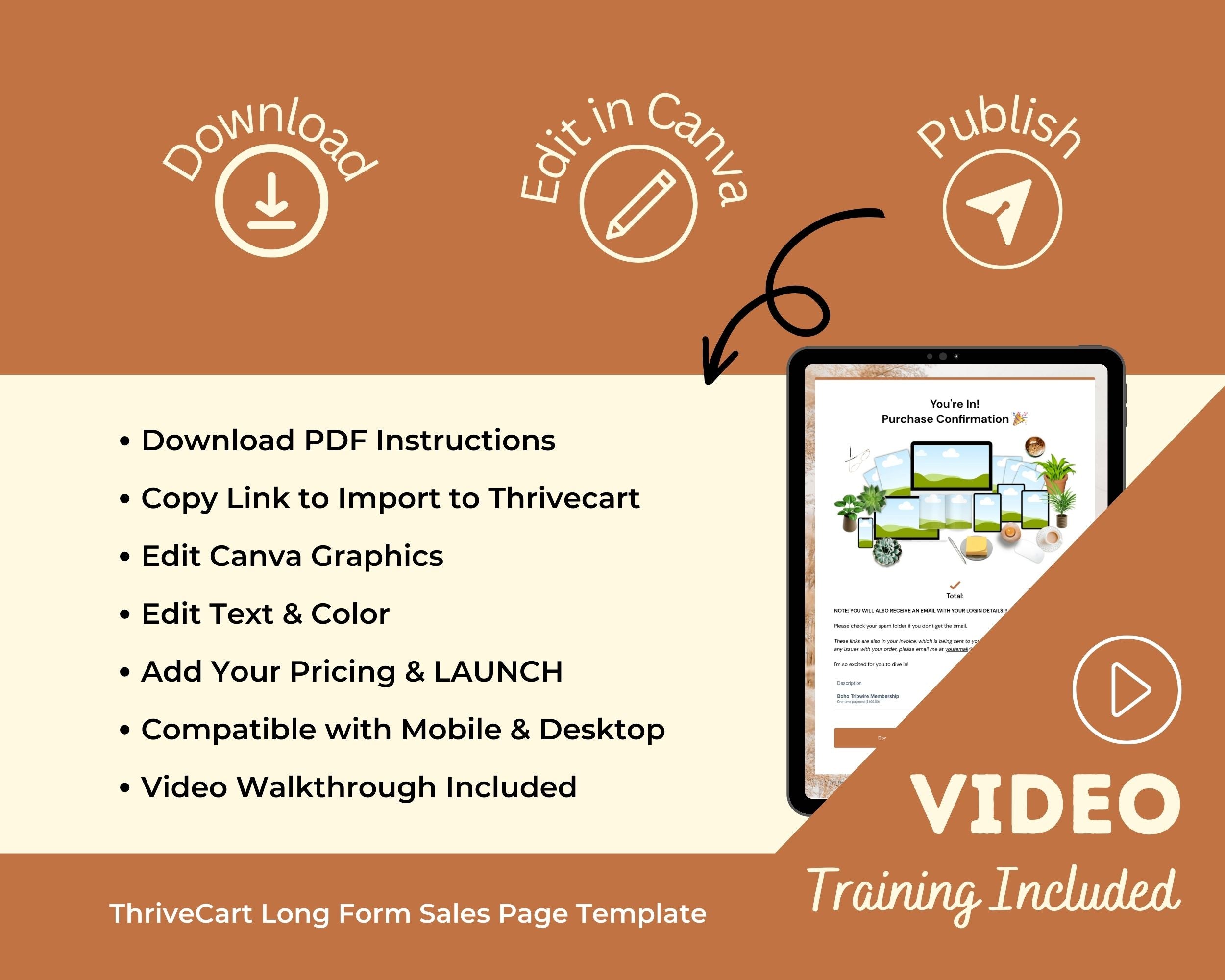 Boho Tripwire Membership Sales Page Template in ThriveCart