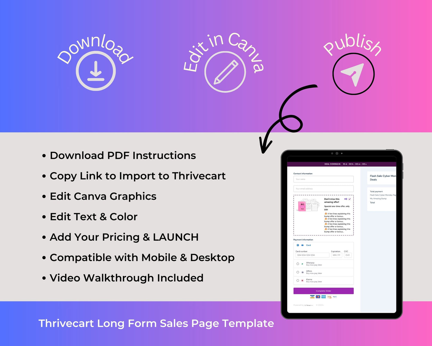 Animated Cyber Monday Sales Page Template in ThriveCart