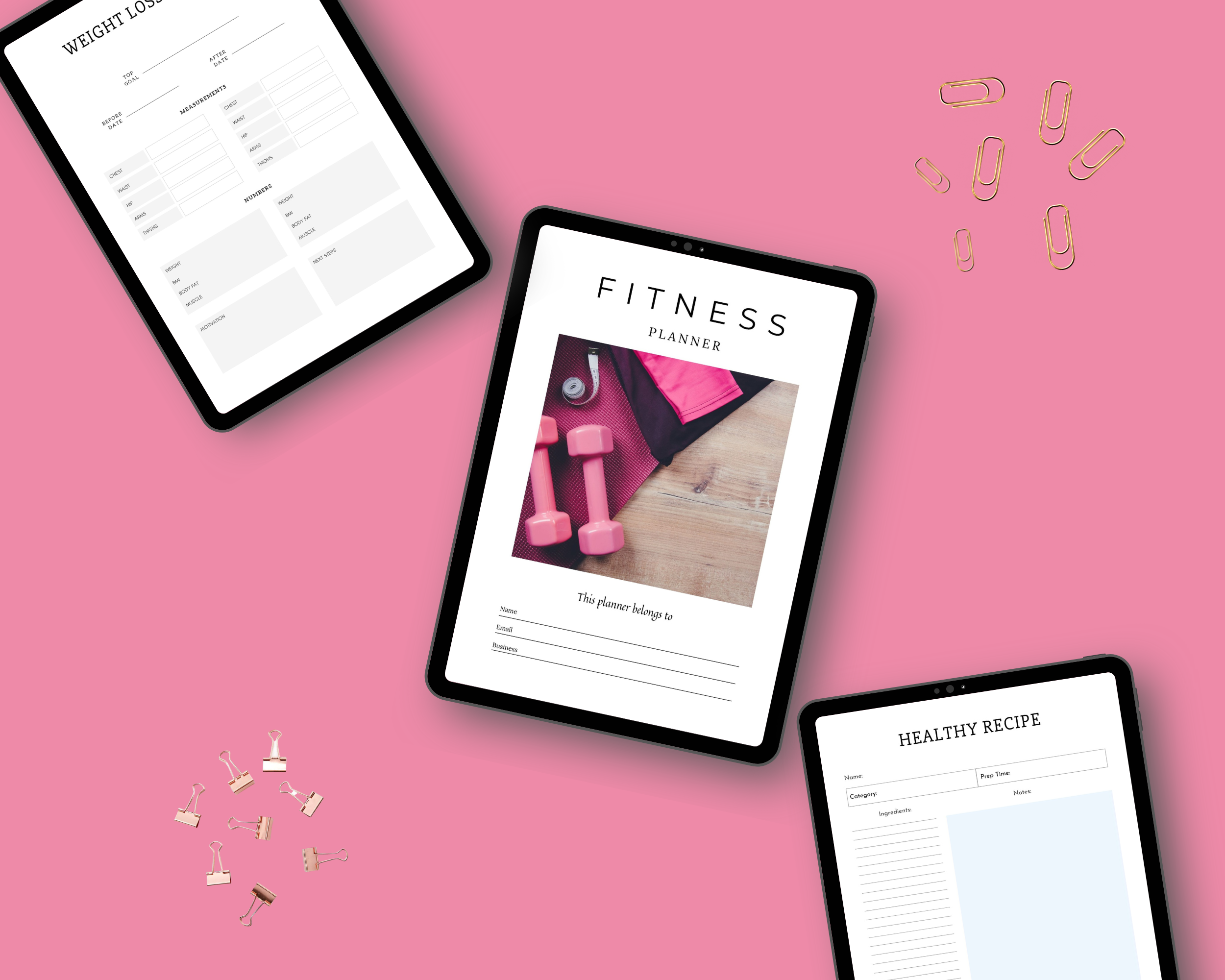 Editable Fitness Planner in Canva | Commercial Use