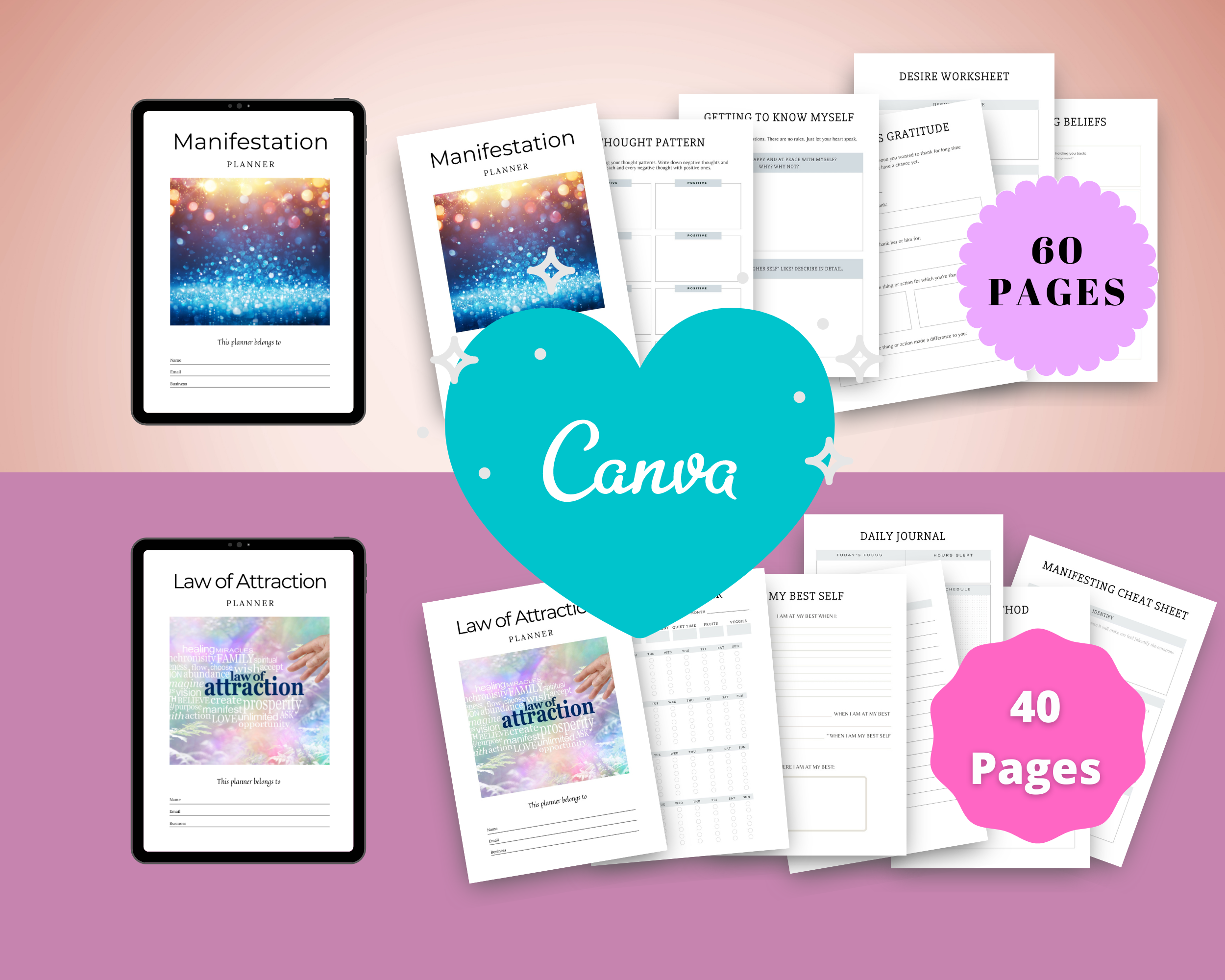 BUNDLE of 11 Spiritual Planners in Canva | Customizable | Editable | Commercial Use | Spiritual Templates