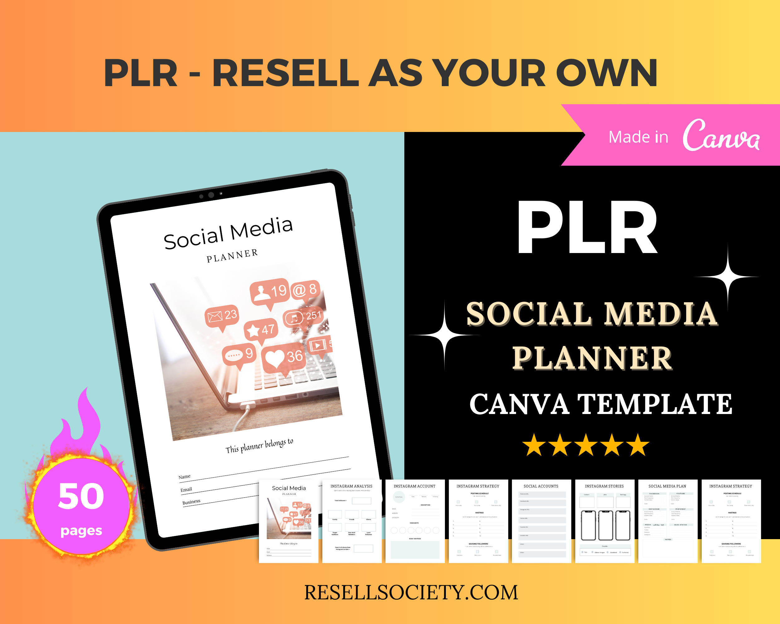 Editable Social Media Planner Templates in Canva | Commercial Use