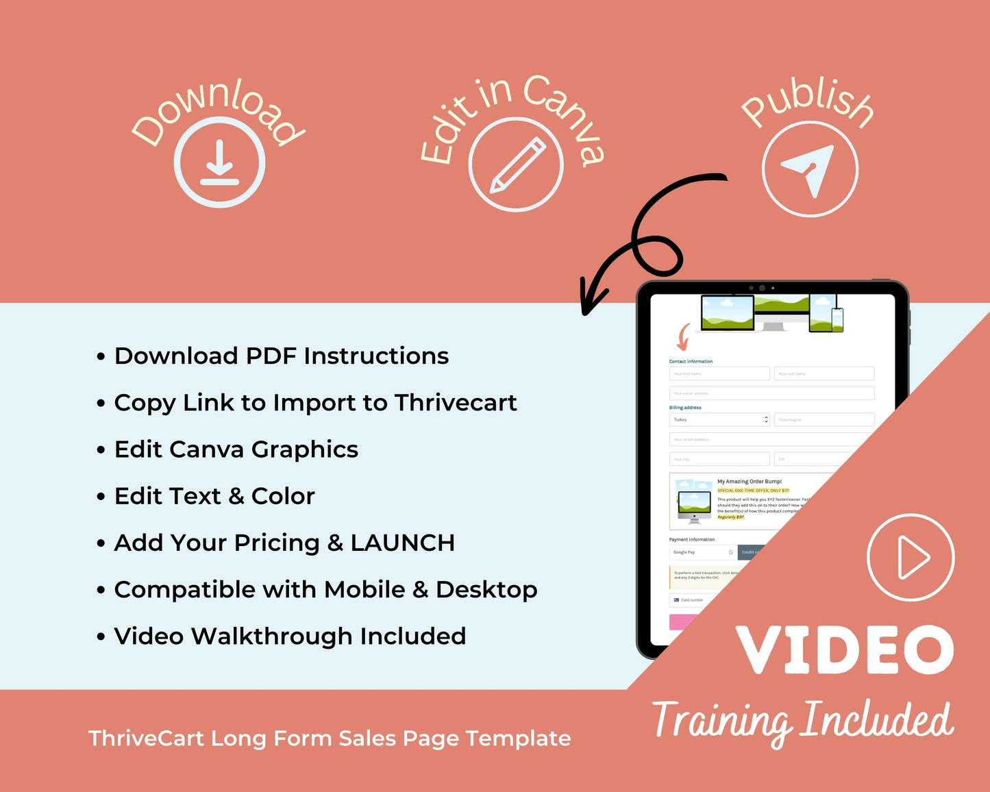 Online Course Sales Page Template in ThriveCart