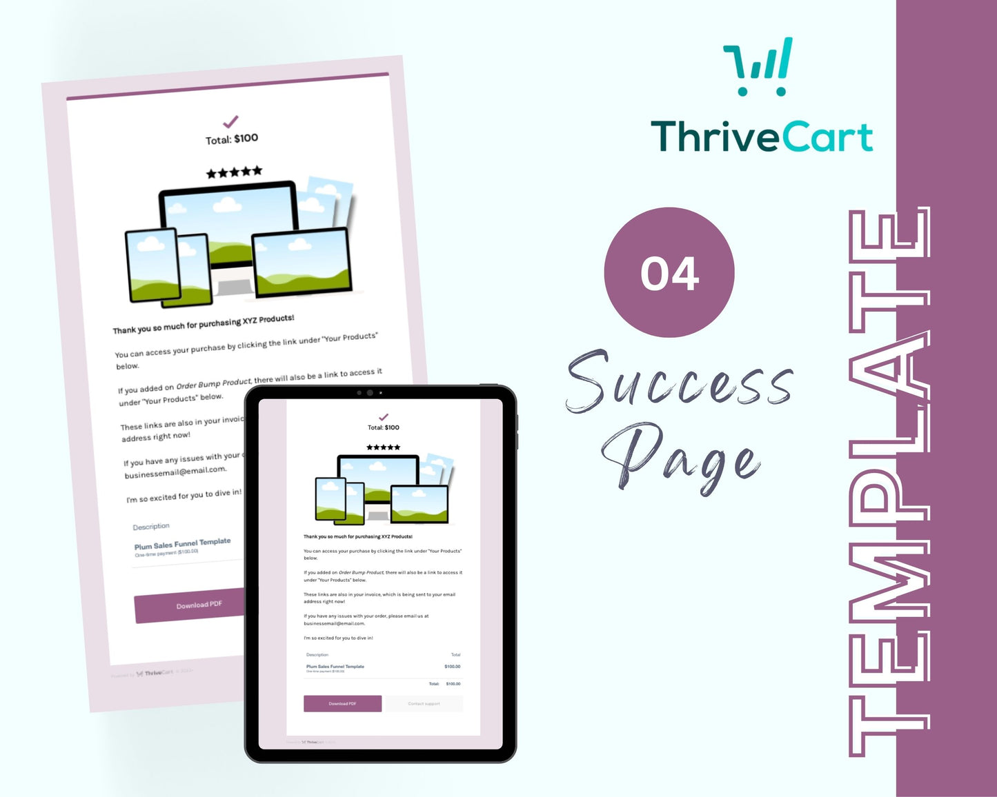Plum ThriveCart 4-Page Sales Funnel Template